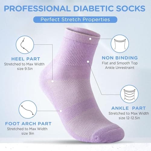 Bulinlulu Diabetic Socks for Women&Men,6 Pairs Non Binding Diabetic Ankle Socks,Wide Socks with Seamless Toe(Medium,Bright Colors-6 Pairs)