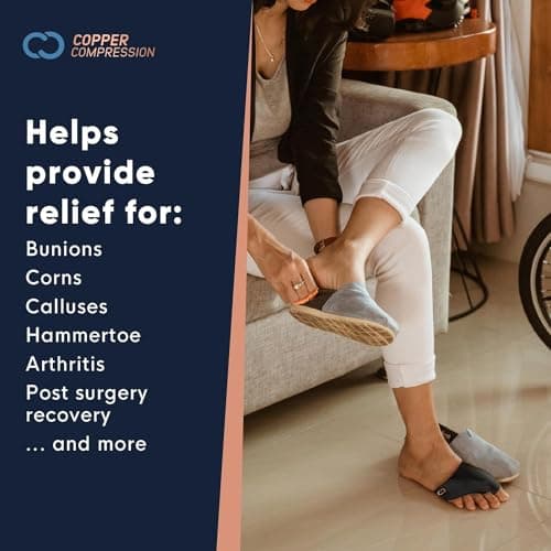 Copper Compression Bunion Corrector Relief Sleeve - Gel Cushion Pads - Copper Infused - Orthopedic Brace Big Toe Alignment - Hallux Valgus Relief - Straightener Spacer Fit for Women & Men - 1 Pair