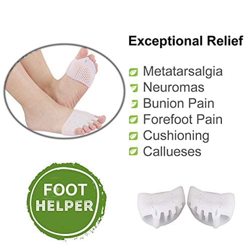 Gel Metatarsal Cushion Pads, Toe Separators Bunion Splint Pads for Hallux Valgus, Hammer Toe, Forefoot Pads,Gel Metatarsal Pad Breathable for Mortons Neuroma