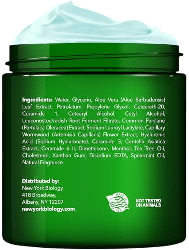 New York Biology Tea Tree Oil Foot Cream for Dry Cracked Feet, Athletes Foot, Nail Fungus, Jock Itch, Ringworm, Cracked Heels and Itchy Skin - Foot Cream - 8 oz