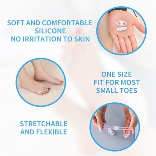 Zinyakon Two Hole Gel Small Toe Separator, 12 Pack Little Toe Spacer for Overlapping Toe, Calluses, Blister, Relieve Foot Pain, Pinky Toe Corrector for Little Toe Bunion Pain