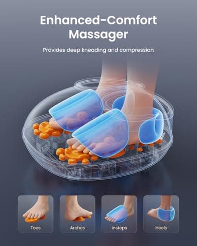 RENPHO 2026 [Upgraded] Foot Massager with Heat, Mothers Day for Mom, Shiatsu Foot Massager for Plantar Fasciitis, Deep-Kneading & Compression, Size Up to 12, Black