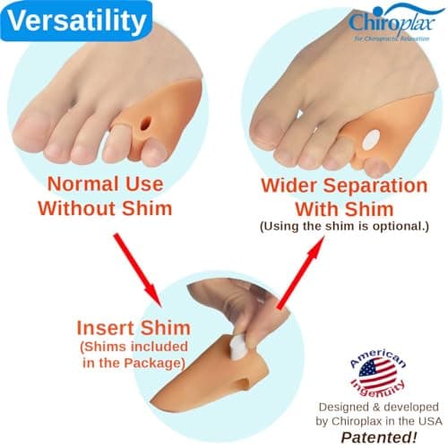 Chiroplax Tailor's Bunion Corrector Pads Bunionette Pain Relief Pinky Little Toe Straightener Separator Cushion Splint Protector Shield Spacer Cover Guard (4 Pads, Shims - Medium)