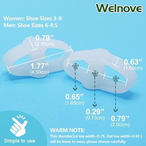 Welnove Pack of 12 Bunion Corrector, Toe Separators with 2 Loops, Big Toe Spacer Suitable for Bunion and Overlap Toe (White)