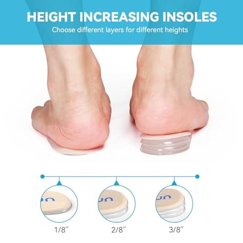 Sumifun Heel Lift, 3-Layer Gel Shoe Lifts for Women Uneven Legs, Adjustable Orthopedic Heel Lifts for Heel Pain and Leg Length Discrepancy, Heel Wedge Inserts 1/8" 2/8" 3/8" (Size S, Beige)