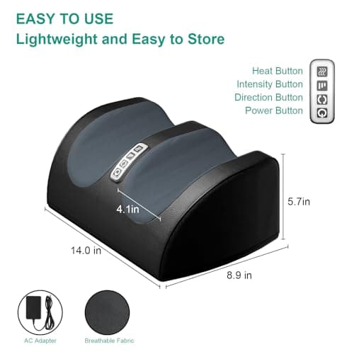 LINGTENG Shiatsu Foot Massager with Heat, FSA Eligible HSA Foot Massager for Foot Massage and Calf Massage, Foot and Calf Massager with Roller, Gifts for Mom & Dad, Fathers & Mothers Day Gifts