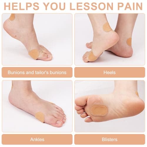 36pcs Toe Cushion Protectors, Comfortable Adhesive Pads Lessen Friction Adhesive Tape Anti-Slip Waterproof Foot Cushions for Women Men