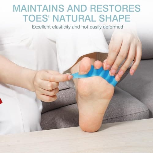 KTSAY Silicone Toe Separators for Women & Men - Toe Spacers for Bunion Relief, Hammer Toe, Plantar Fasciitis & Pedicures | Includes Metatarsal Pad & Therapeutic Yoga Cushion for Foot Pain(2pcs,blue)