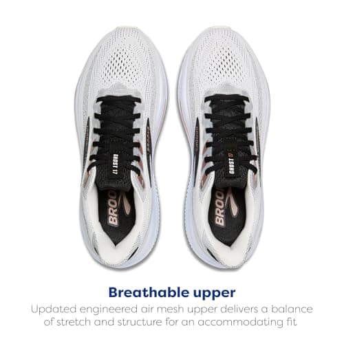 Brooks Women’s Ghost 17 Neutral Running Shoe - White/Black/Rose Gold - 8 Medium
