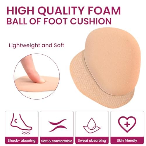 Ball of Foot Cushion Metatarsal Pads - Anti-Slip Metatarsal Pad to Prevent Feet Sliding, All Day Comfort Foot Insert Pads for High Heels, Sandals, Wedding, Party, Shopping (Khaki,4 Pairs)