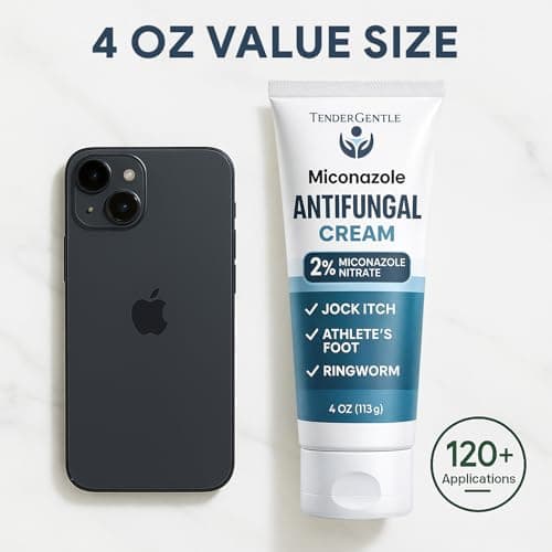 TenderGentle Miconazole Antifungal Cream for Skin - 4 oz of Miconazole Nitrate for Jock Itch, Athlete's Foot, Itching, and Ringworm