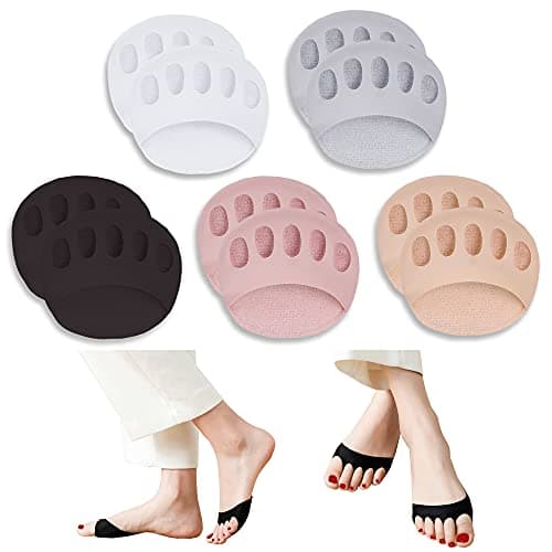 SooGree Ball of Foot Cushions (5 Pairs) - Metatarsal Pads for Women & Men, Soft Forefoot Pads for Ball of Feet, Reusable, Breathable, Prevent Pain & Discomfort