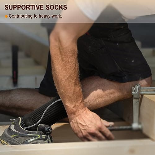 BULLIANT Men Athletic Socks, Compression Sports Crew Socks Cushioned For Men Outdoor Running Hiking-Arch Compression Support(6Pairs,Shoes Size:Men 11-13)