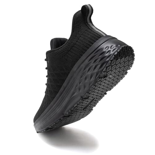 AVW Womens Non Slip Work Shoes Water Resistant Walking Sneakers Food Service Chef Kitchen Shoes Black