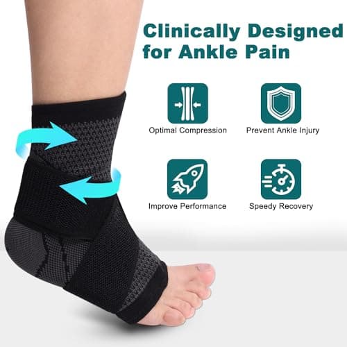 Consss Ankle Brace, Achilles & Plantar Fasciitis Relief Compression Sleeve, Foot Brace with Ankle Support Strap for Women and Men, Heel Protector Wrap for Pain, Tendonitis & Sprain XXL