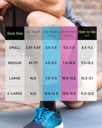 SITOISBE Cushioned Compression Unisex Mid-crew Socks 4-Pack, Large, Black