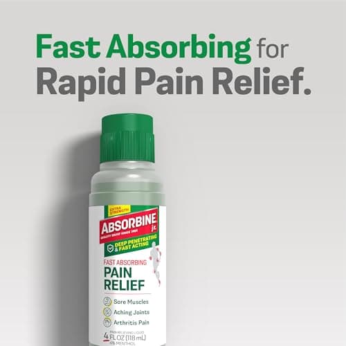 Absorbine Jr. Maximum-Strength Pain-Relieving Liquid - 4% Menthol Topical Relief for Muscle, Joint, Arthritis, & Nerve Pain - Fast-Acting Herbal Formula with No-Mess Applicator - 4 fl oz (Pack of 1)