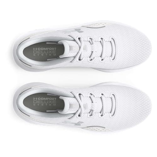 Under Armour Women's Charged Surge 4, (100) White/Distant Gray/Metallic Silver, 8, US