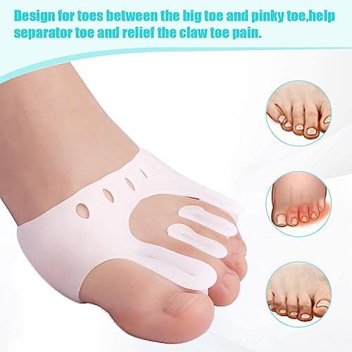 Gel Metatarsal Pads, 1 Pair Toe Separators, Bunion Corrector, Toe Spacers, Toe Straightener, Ball of Foot Cushions, Breathable Forefoot Pads for Calluses, Hammer Toe, Blisters, Corn, Foot Pain Relief