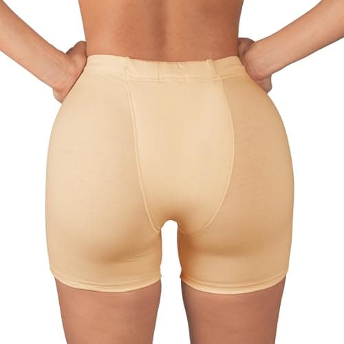 Underworks Vulvar Varicosity and Prolapse Support Boy-Leg Brief with Groin Compression Bands - Beige - Medium