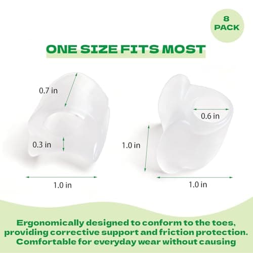 LeaOcaao Toe Separators for Women & Men, 12-Pack 1/4" Thick Gel Toe Spacers, Bunion Corrector, for Overlapping Toes/Bunions/Big Toe Alignment/Spacer and Corrector(White)