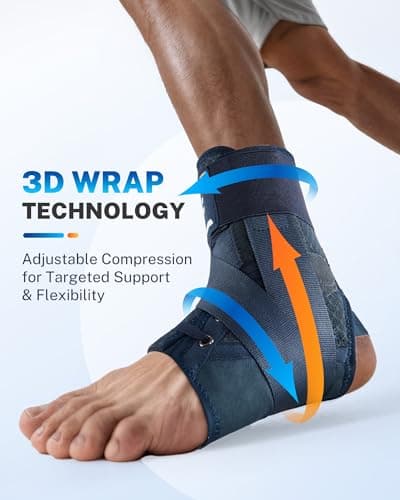 Fitomo Ankle Brace for Men Women with Quick Lace Up, Adjustable Figure 8 Compression Support for Achilles Tendonitis, Ankle Sprain & Swelling Relief for Volleyball, Running & Daily Wear, M