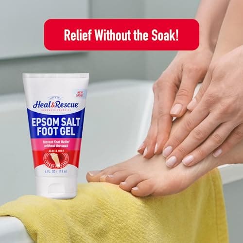 Heal&Rescue Epsom Salt Foot Gel, 4 Ounce, Soothing Relief for Painful, Tired, Aching Feet, Ditch the Foot Bath for Instant Relief