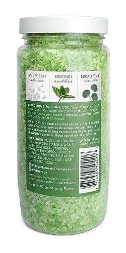Village Naturals Therapy, Muscle Concentrated Mineral Bath Soak, Eucalyptus Mint Scent, 20 oz, Pack of 4