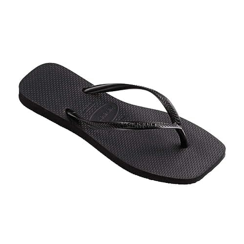 Havaianas Women Slim Square Sandal - Classic Square Toe Sandals - Black, 7/8 W