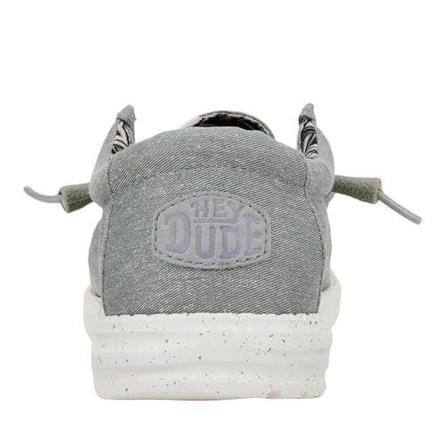 HEYDUDE Men's Wally Stretch Canvas Light Grey Size 10 | Men's Shoes | Men Slip-on Loafers | Comfortable & Light-Weight