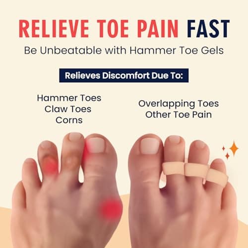 Dr. Frederick's Original Hammer Toe Corrector Gels - 2 Pairs - All-Day Relief for Crooked & Overlapping Toes - Soft Cushioning - Symptomatic Support for Toe Alignment - Beige - 3 Loop Design