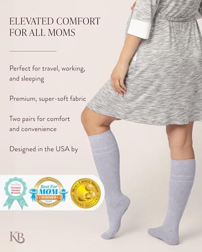 Kindred Bravely Compression Socks 2-Pack | Graduated Compression Socks for Circulation Pregnancy Travel (Taupe & Ivory, Small)