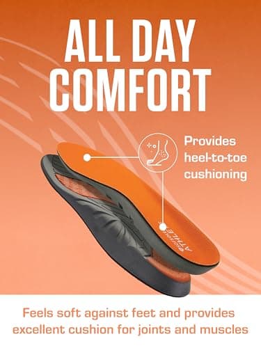 SOFSOLE ATHLETE Performance Men's Insoles - PU Foam & Gel Inserts - Heel-to-Toe Cushioning, Support, & Moisture Control, - Lightweight Comfort & Stability - Ideal for Runners, Walkers, Athletes