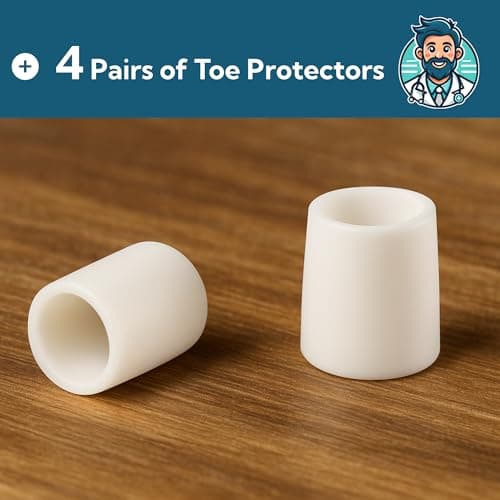 Dr. J's Toe Protectors for Pain Relief – Podiatrist Recommended Silicone Gel Toe Sleeves for Men & Women – 6-Pack - Cushioned Toe Caps for Blisters, Corns, Calluses and Hammer Toes