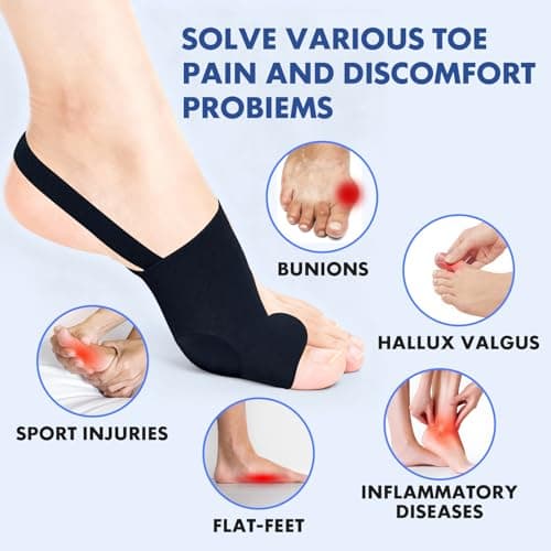 2PCS Bunion Corrector for Women & Men - Toe Alignment Corrector with Splint & Pads for Hallux Valgus Pain Relief, Toe Separator for Day/Night Support, New Anti Slip Gel Strap for Big Toe Straightener