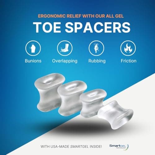 NatraCure Gel Toe Spacers 12 Pack - Helps with Bunions, Corns, Blisters, Rubbing & Overlapping Toes - Toe Separators for Women & Men to Correct Toes