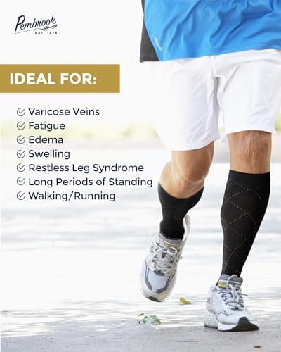 Pembrook Light Compression Socks for Men - 6 Pairs | 8-15 mmHg Cotton Compression Socks Men | Polkadots, Stripes, Argyle, Grey, Black Compression Sock | Support Socks