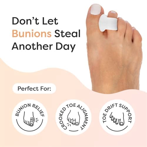 ZenToes Gel Toe Separators for Overlapping Toes, Bunions, Big Toe Alignment, Corrector and Spacer - 4 Pack (White)