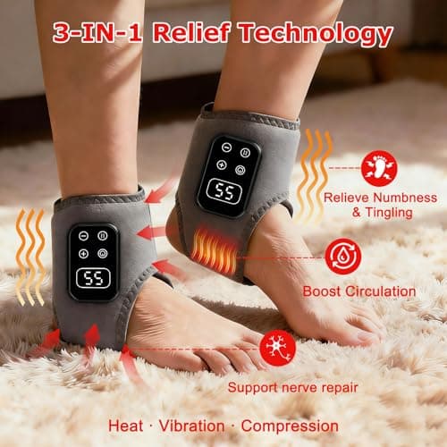 LLLFX 2-Pack 2026 Upgraded 3-in-1 Foot and Ankle Massager - 5 Vibration Modes and 5 Heating Levels, Suitable for Relieving Daily Foot Fatigue, Wireless and Portable
