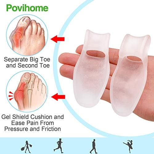 Povihome 8 Pack Bunion Cushion and Protector(1/2'' Thick), Bunion Pads, Bunion Corrector and Bunion Relief with Gel Shield, Treat Pain in Big Toe Joint, Realign Big Toe and Relieve Bunion Pain