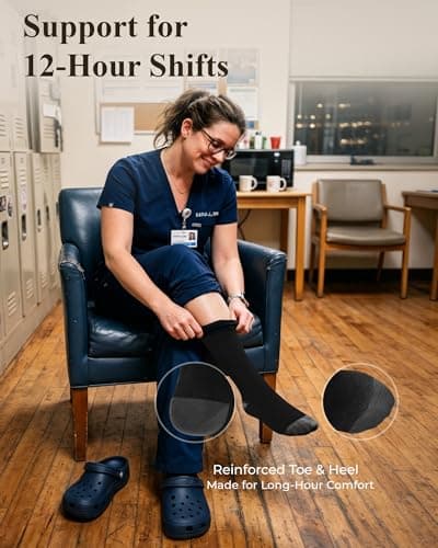 SAIWEYNEE Compression Socks for Women 15-20 mmHg with Viscose from Bamboo, 3-Pair Knee High Light Support Stockings for Travel, Work & All-Day Comfort (Black-Gray-Nude Solid, Medium)