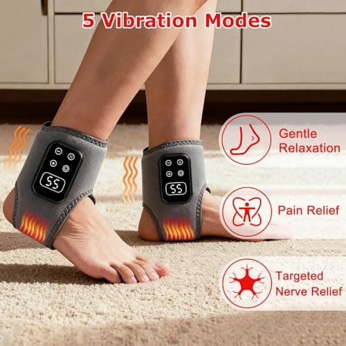 LLLFX 2-Pack 2026 Upgraded 3-in-1 Foot and Ankle Massager - 5 Vibration Modes and 5 Heating Levels, Suitable for Relieving Daily Foot Fatigue, Wireless and Portable