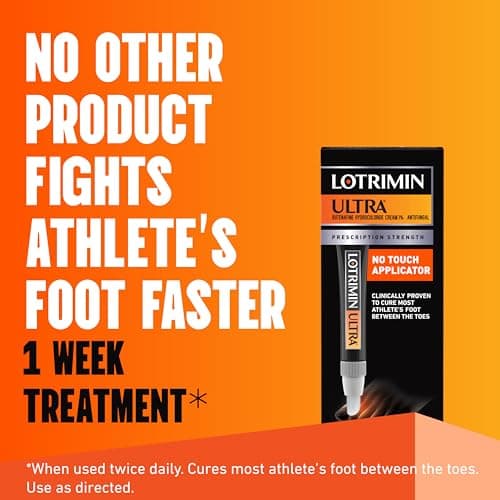 Lotrimin Ultra with No Touch Applicator,1 Week Athlete's Foot Treatment Cream. Prescription Strength Butenafine Hydrochloride 1%,Cures Most Athlete’s Foot Between Toes,Antifungal,0.7 oz (20 Grams)