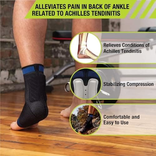 Pro-Tec Athletics Achilles Sleeve with Dual Gel Compression Strips, Achilles Tendon Support for Tendinitis Relief, Provides Comfortable Compression and Stabilization, Reducing Discomfort, Size Large