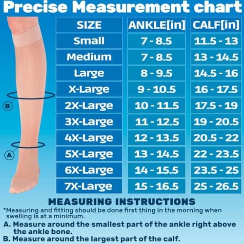ABSOLUTE SUPPORT Made in USA - Compression Socks for Women Circulation 20-30mmHg - Sheer Compression Stockings for Swelling, Lymphedema, DVT, Post Surgery Recovery - Nude, Large - A205NU3