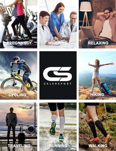 CS CELERSPORT Compression Socks for Men and Women 20-30mmHg Circulation Socks 3 Pairs for Running, Travel, Shin Splints, Nurse,Black,Large/X-Large