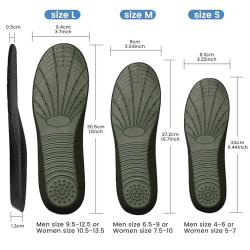 Shoe Insoles, Memory Foam Insoles, Providing Excellent Shock Absorption and Cushioning for Feet Relief, Comfortable Insoles for Men and Women for Everyday Use,(L [US M: 9.5-12.5/W: 10.5-13.5])