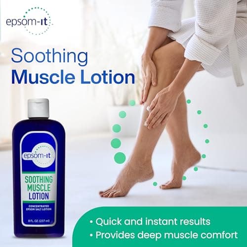 Epsom-It Soothing Muscle Magnesium Lotion – Epsom Salt Topical Cream with Arnica and Magnesium Sulfate - Designed for Muscle Stiffness, Leg Cramps, Feet, Knees and Achy Feet - 8.0 oz