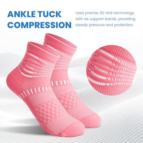 IRAMY Ankle Compression Socks for Women Men Plantar Fasciitis Relief Cushioned Athletic Running Socks 3 Pairs