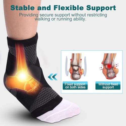 Consss Ankle Brace, Achilles & Plantar Fasciitis Relief Compression Sleeve, Foot Brace with Ankle Support Strap for Women and Men, Heel Protector Wrap for Pain, Tendonitis & Sprain XXL